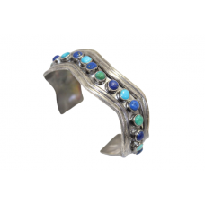Bangle Bracelet Kada 925 Sterling Silver Women Turquoise Lapis Lazuli Stone C257